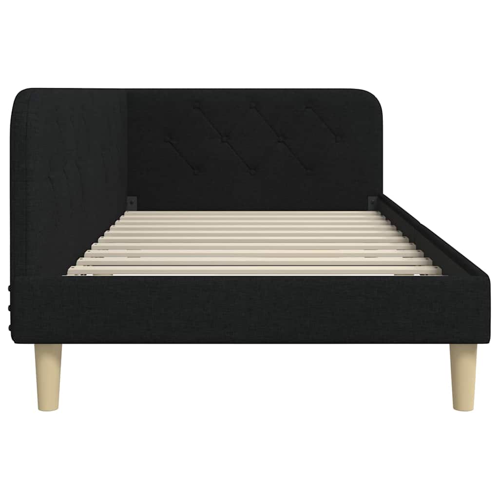 Cornice del letto ad angolo Nero 90 x 190 cm Tessuto 42016563