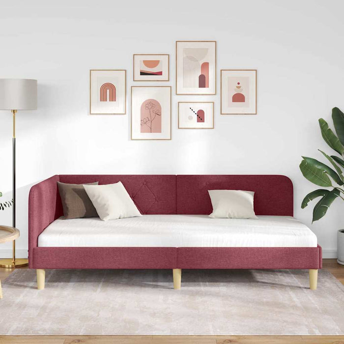 Cornice del letto ad angolo Rosso Vino 90 x 190 cm Tessuto 42016564