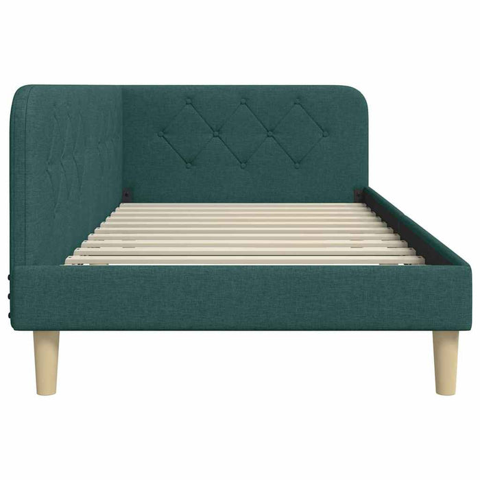 Cornice del letto ad angolo Verde Scuro 90 x 190 cm Tessuto 42016565