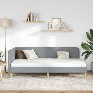 Cornice del letto ad angolo Grigio chiaro 90 x 200 cm Tessuto 42016569