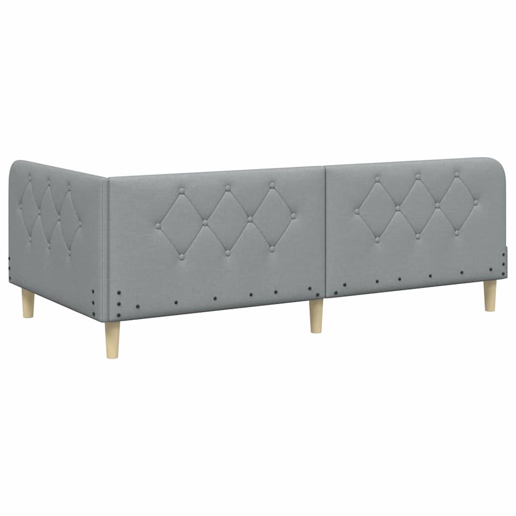 Cornice del letto ad angolo Grigio chiaro 90 x 200 cm Tessuto