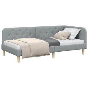 Cornice del letto ad angolo Grigio chiaro 100 x 200 cm Tessuto 42016577