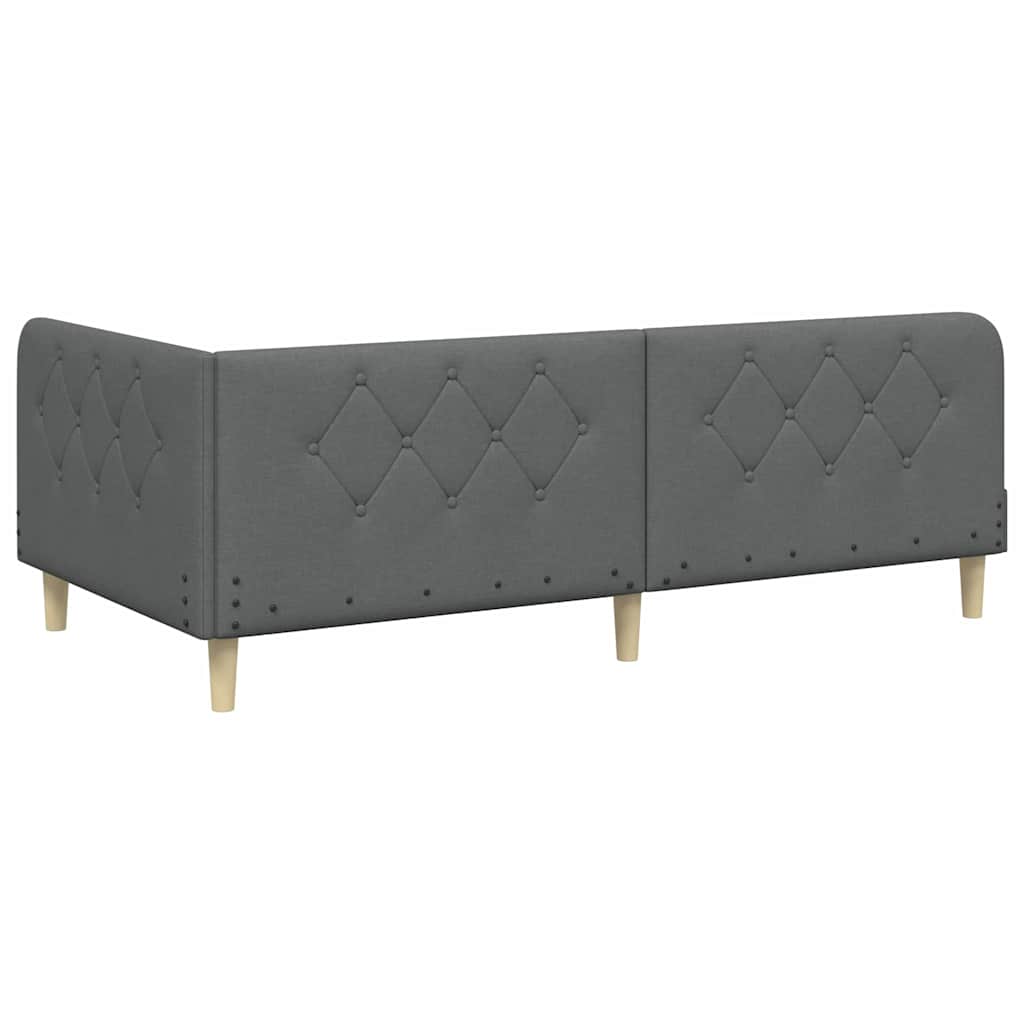 Cornice del letto ad angolo Grigio scuro 100 x 200 cm Tessuto