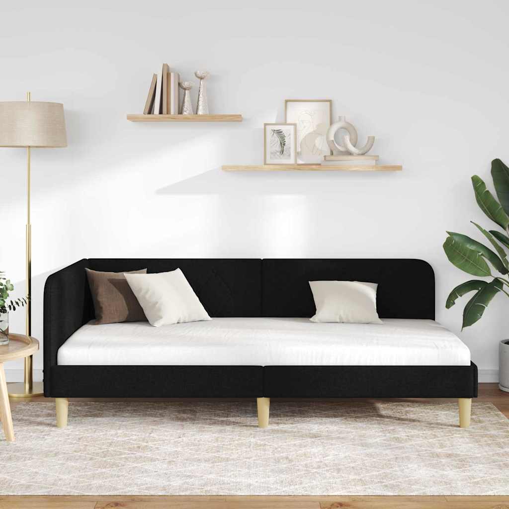 Cornice del letto ad angolo Nero 100 x 200 cm Tessuto
