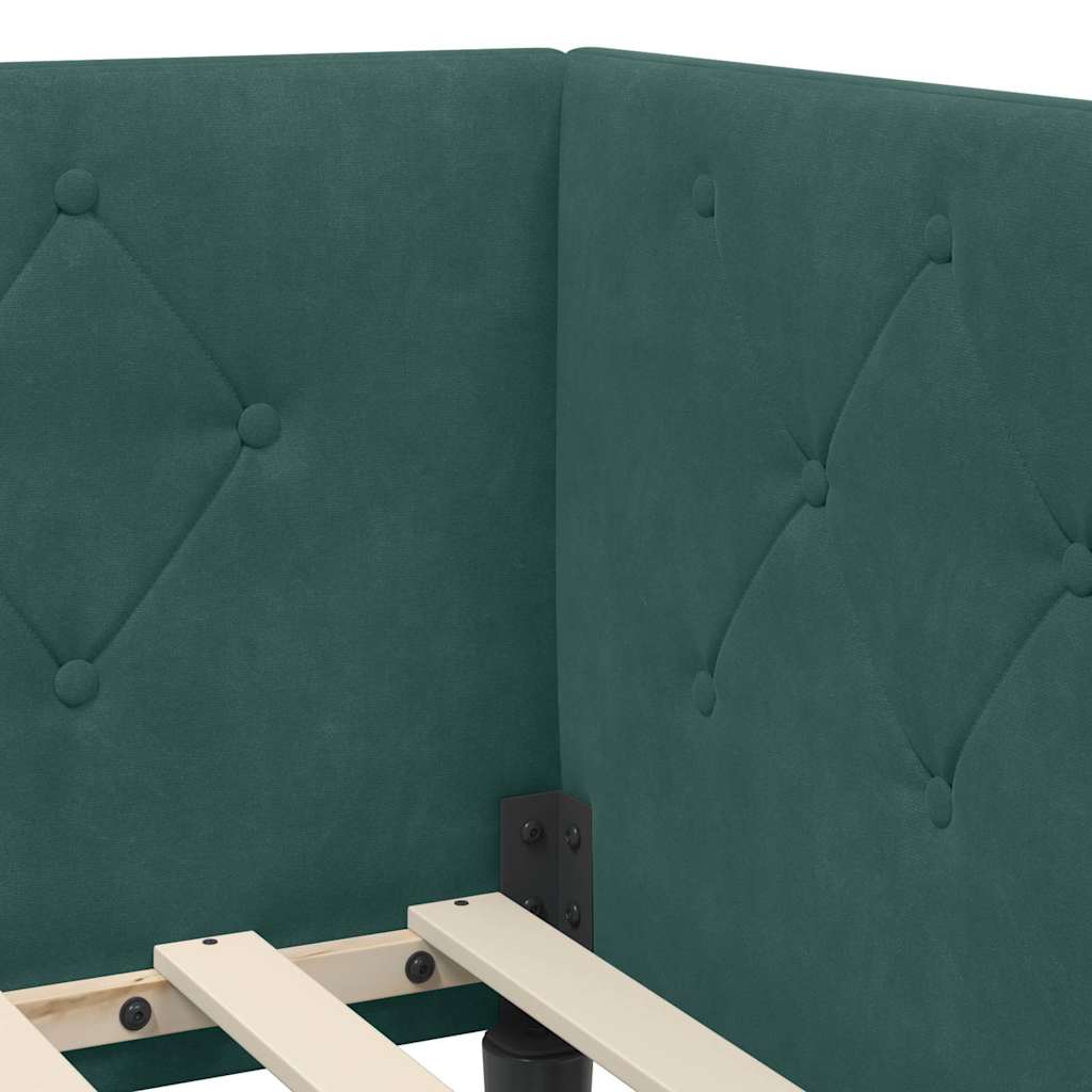 Cornice del letto ad angolo Verde Scuro 80 x 200 cm Velluto 42016588