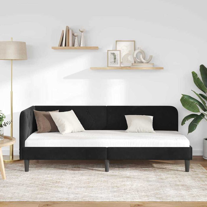 Cornice del letto ad angolo Nero 80 x 200 cm Velluto 42016591