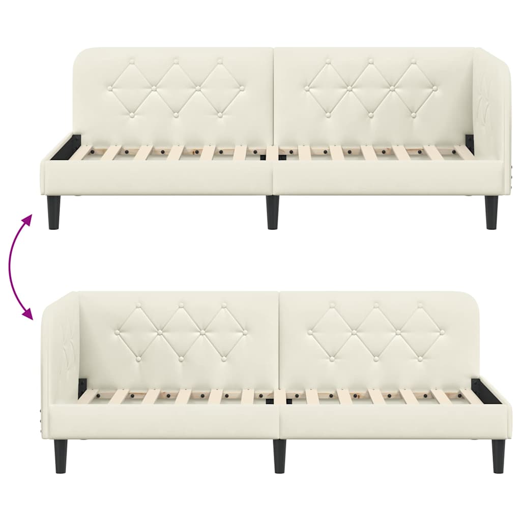 Cornice del letto ad angolo Crema 80 x 200 cm Velluto 42016593