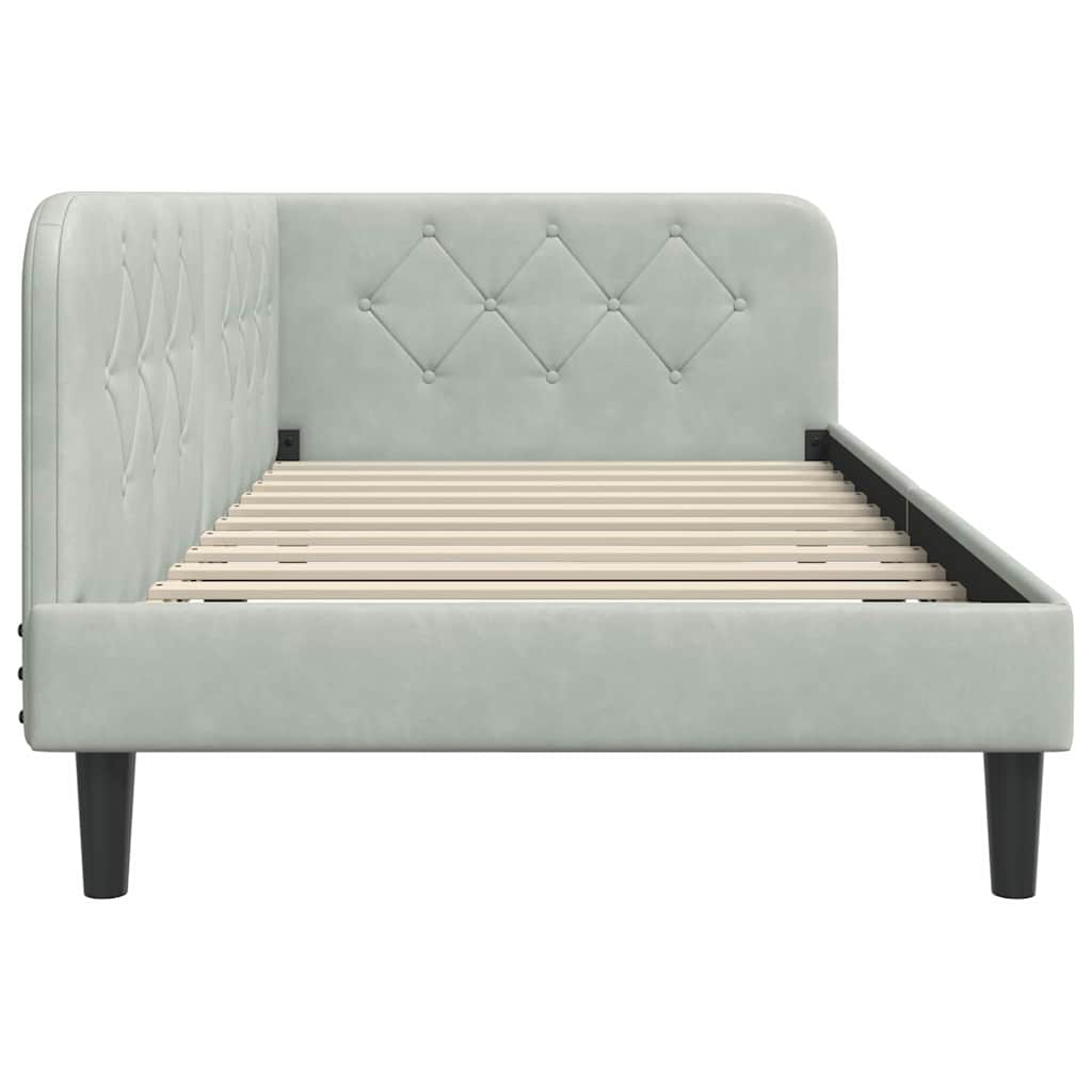 Cornice del letto ad angolo Grigio chiaro 90 x 190 cm Velluto 42016596