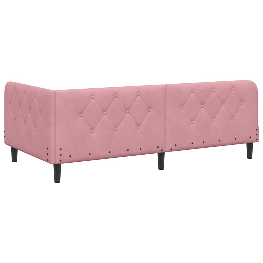 Cornice del letto ad angolo Rosa 90 x 190 cm Velluto