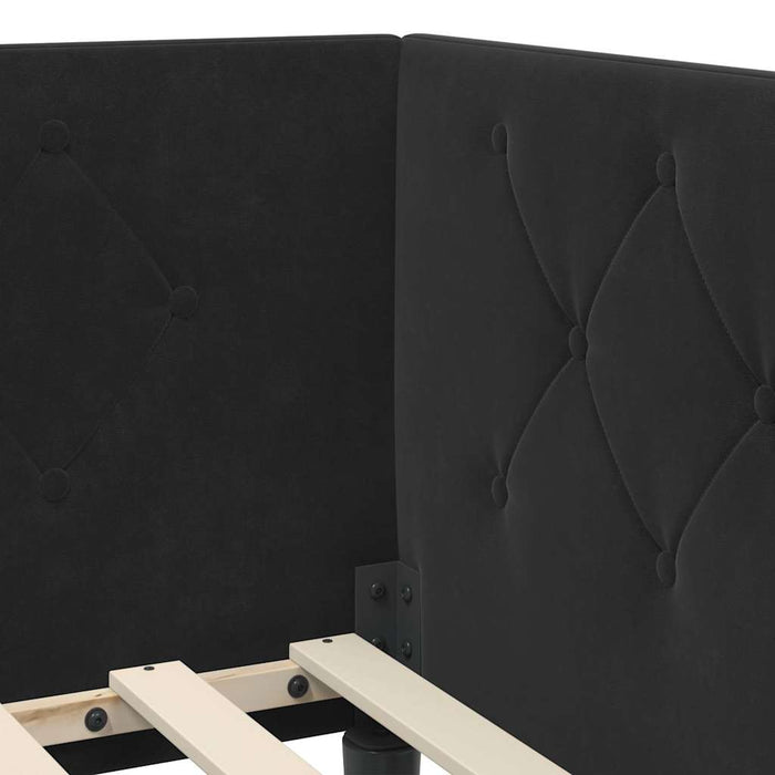 Cornice del letto ad angolo Nero 90 x 190 cm Velluto 42016601