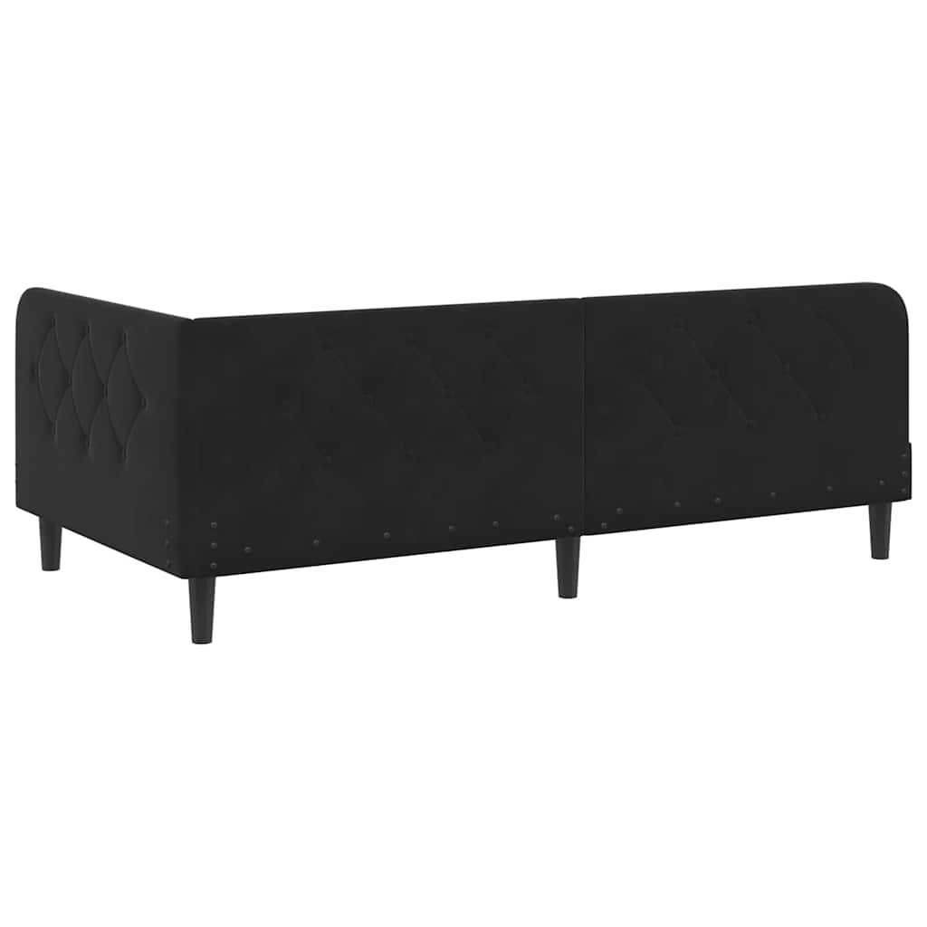 Cornice del letto ad angolo Nero 90 x 190 cm Velluto