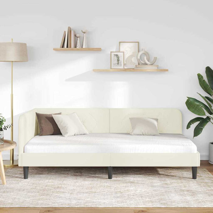 Cornice del letto ad angolo Crema 90 x 190 cm Velluto 42016603