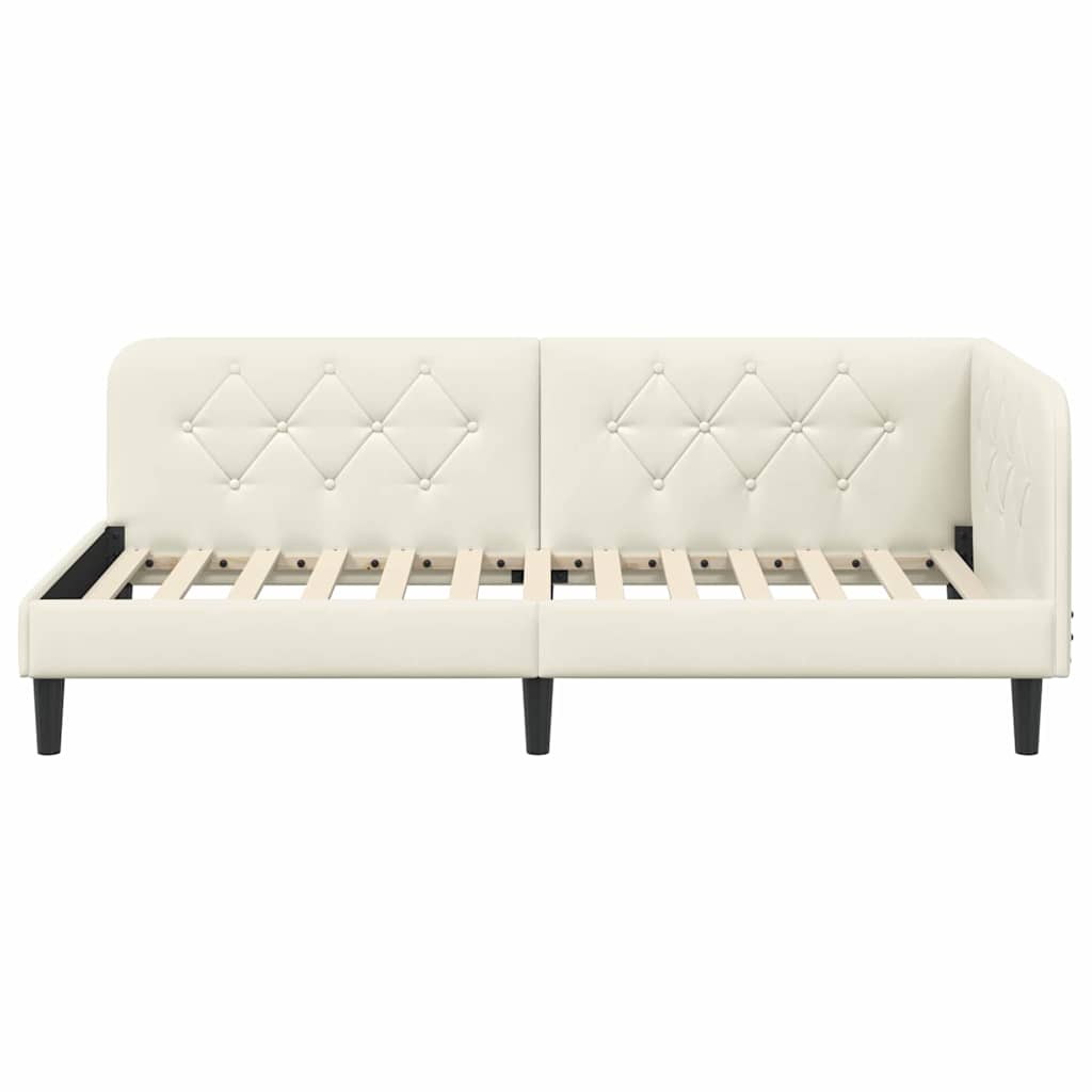 Cornice del letto ad angolo Crema 90 x 190 cm Velluto
