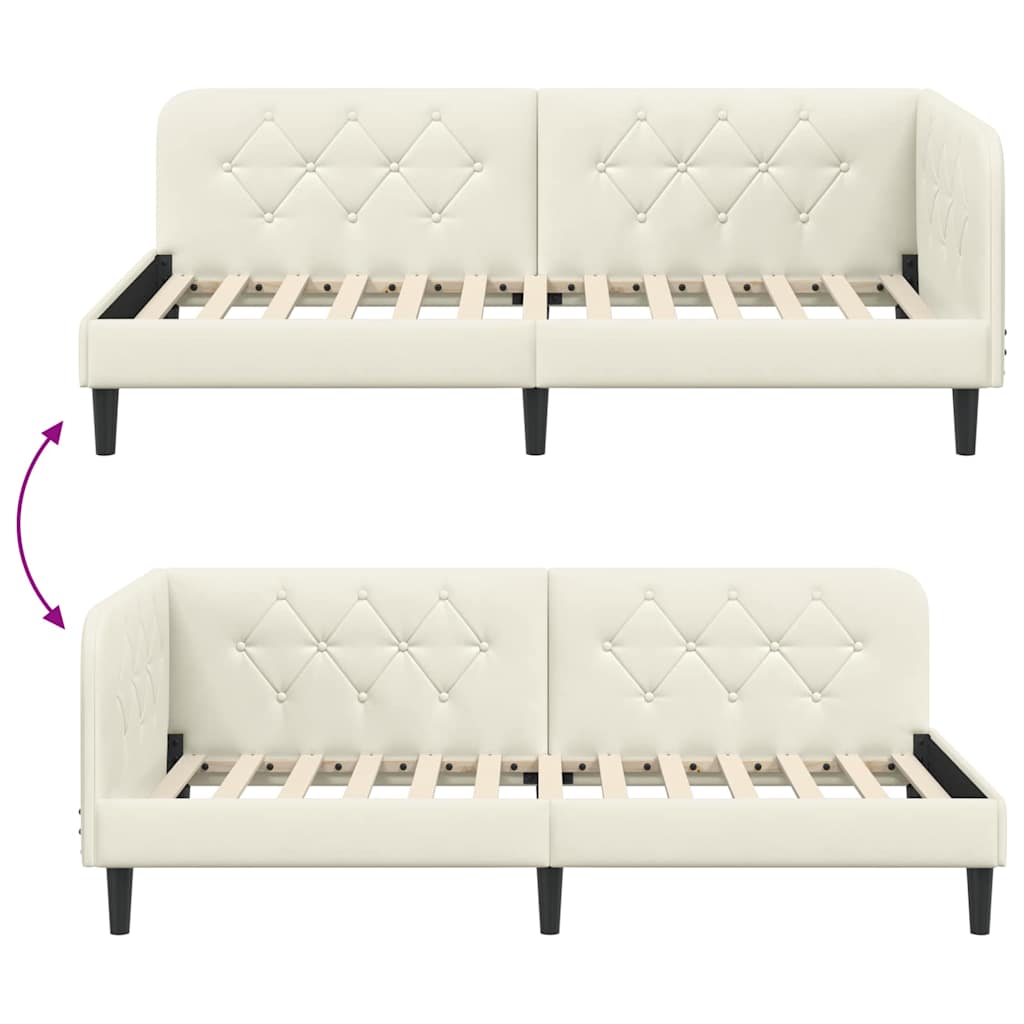 Cornice del letto ad angolo Crema 90 x 190 cm Velluto 42016603