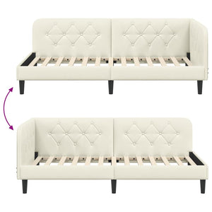 Cornice del letto ad angolo Crema 90 x 190 cm Velluto 42016603