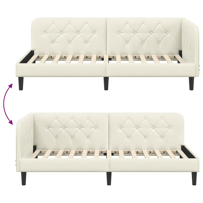 Cornice del letto ad angolo Crema 90 x 190 cm Velluto 42016603