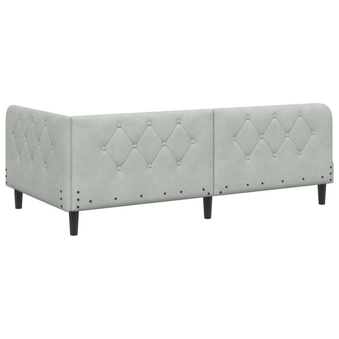 Cornice del letto ad angolo Grigio chiaro 90 x 200 cm Velluto