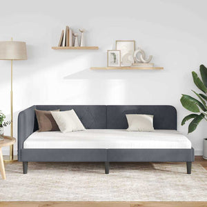 Cornice del letto ad angolo Grigio scuro 90 x 200 cm Velluto 42016607