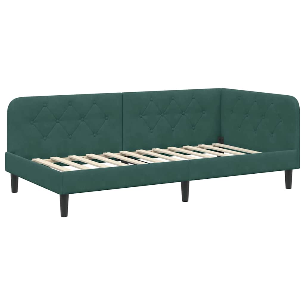 Cornice del letto ad angolo Verde Scuro 90 x 200 cm Velluto 42016608