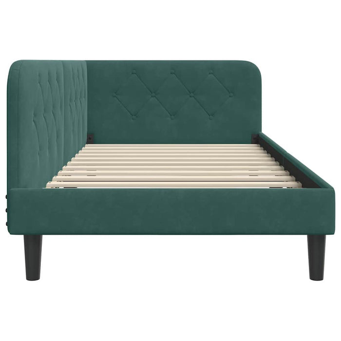 Cornice del letto ad angolo Verde Scuro 90 x 200 cm Velluto 42016608