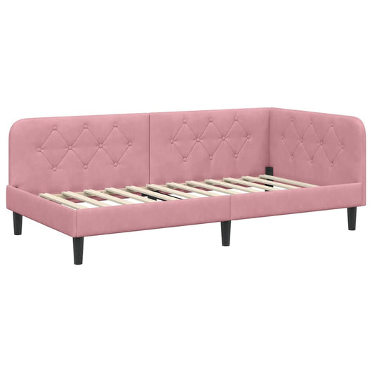 Cornice del letto ad angolo Rosa 90 x 200 cm Velluto 42016609