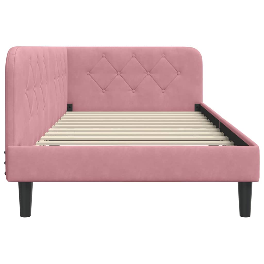 Cornice del letto ad angolo Rosa 90 x 200 cm Velluto 42016609