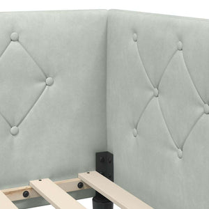 Cornice del letto ad angolo Grigio chiaro 100 x 200 cm Velluto 42016616