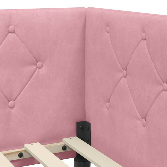 Cornice del letto ad angolo Rosa 100 x 200 cm Velluto 42016619