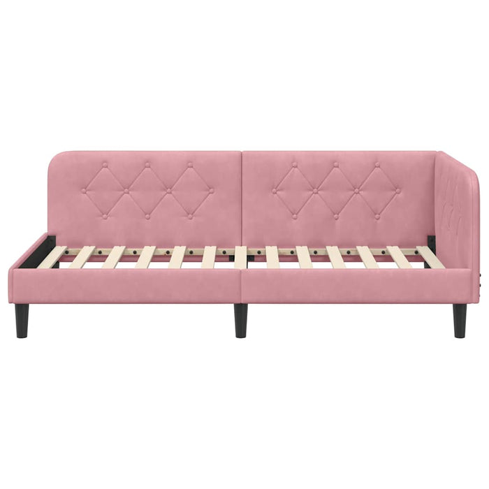 Cornice del letto ad angolo Rosa 100 x 200 cm Velluto 42016619