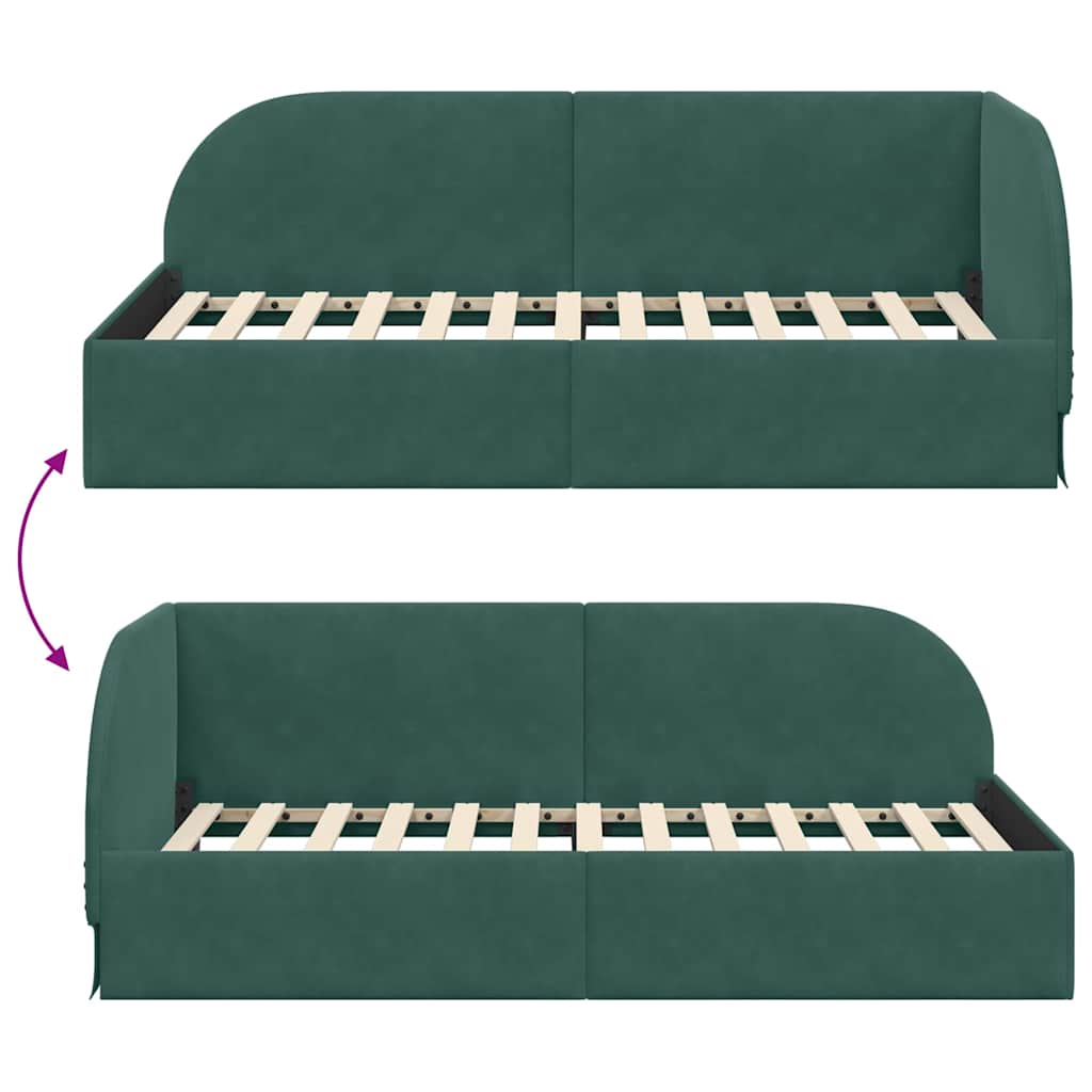 Cornice del letto ad angolo Verde Scuro 80 cm x 200 cm Velluto 42016628