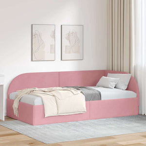 Cornice del letto ad angolo Rosa 80 cm x 200 cm Velluto 42016629