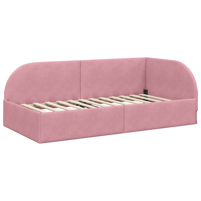 Cornice del letto ad angolo Rosa 80 cm x 200 cm Velluto 42016629