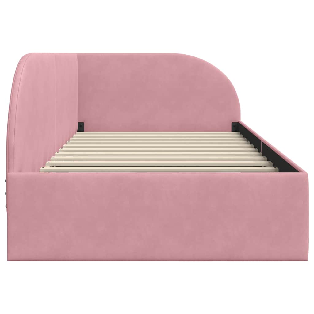 Cornice del letto ad angolo Rosa 80 cm x 200 cm Velluto 42016629