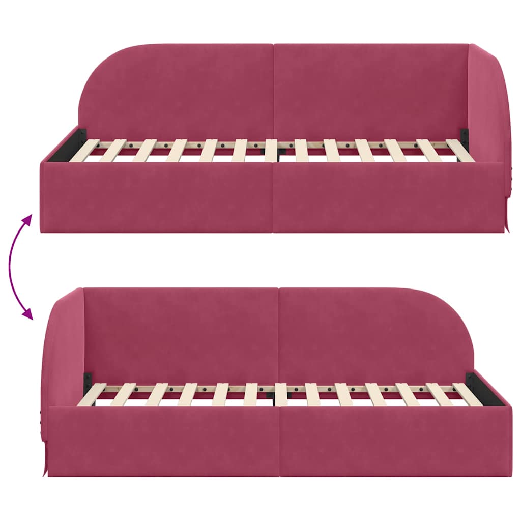 Cornice del letto ad angolo Rosso Vino 80 cm x 200 cm Velluto 42016630