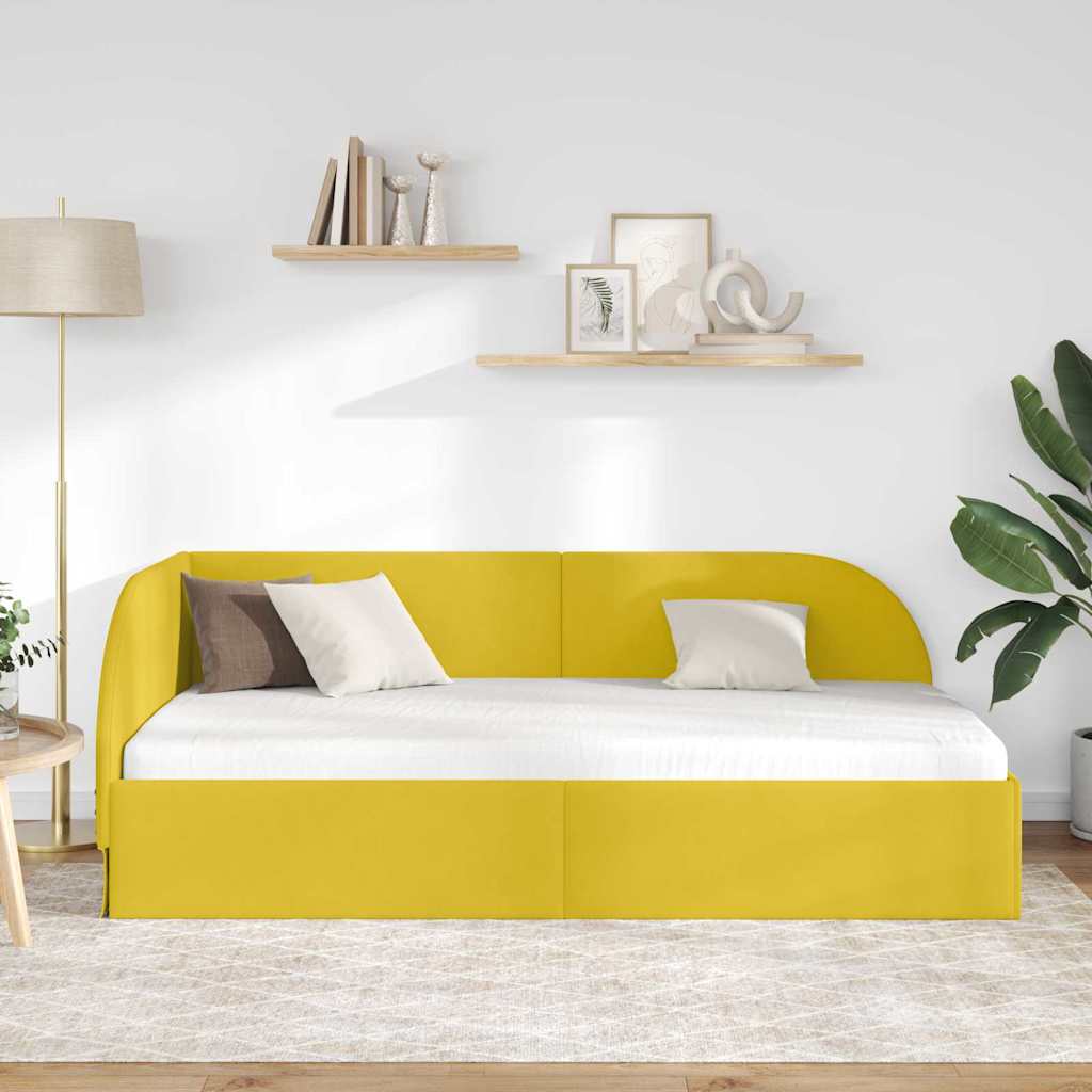 Cornice del letto ad angolo Giallo 80 cm x 200 cm Velluto