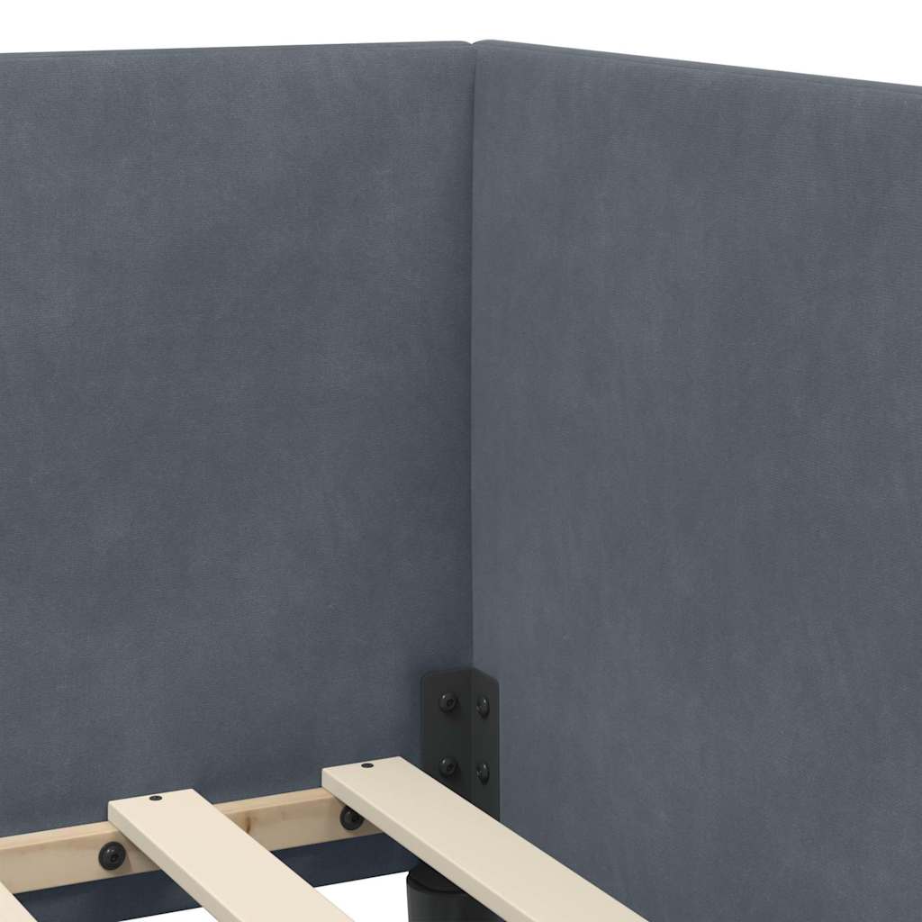 Cornice del letto ad angolo Grigio scuro 90 cm x 190 cm Velluto 42016637
