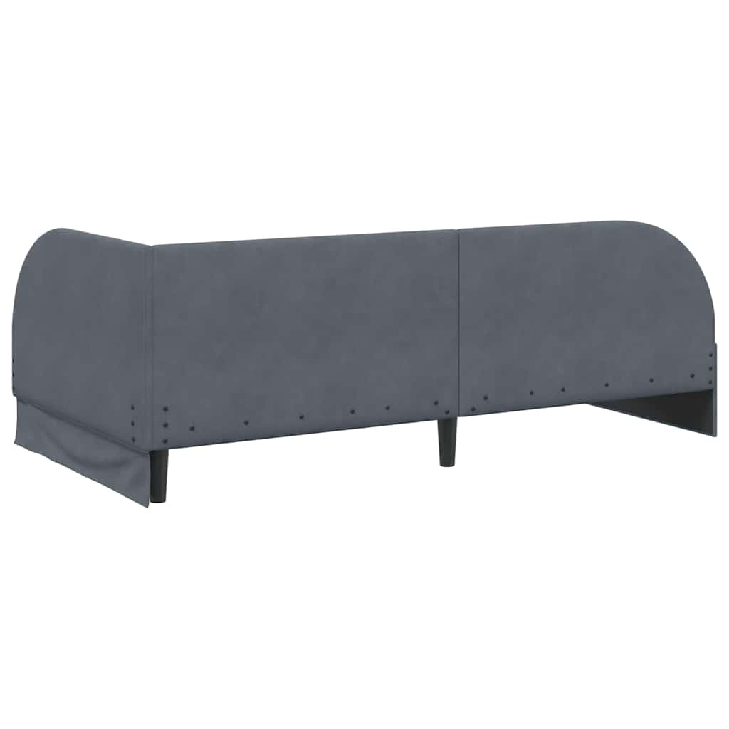 Cornice del letto ad angolo Grigio scuro 90 cm x 190 cm Velluto