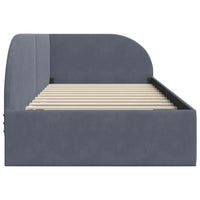 Cornice del letto ad angolo Grigio scuro 90 cm x 190 cm Velluto