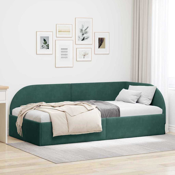 Cornice del letto ad angolo Verde Scuro 90 cm x 190 cm Velluto 42016638
