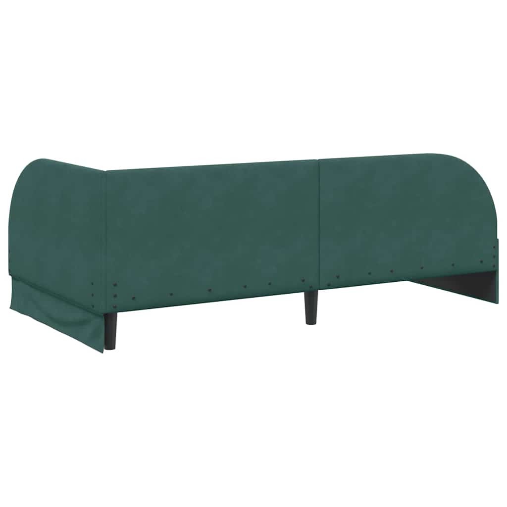 Cornice del letto ad angolo Verde Scuro 90 cm x 190 cm Velluto
