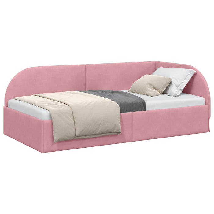 Cornice del letto ad angolo Rosa 90 cm x 190 cm Velluto 42016639
