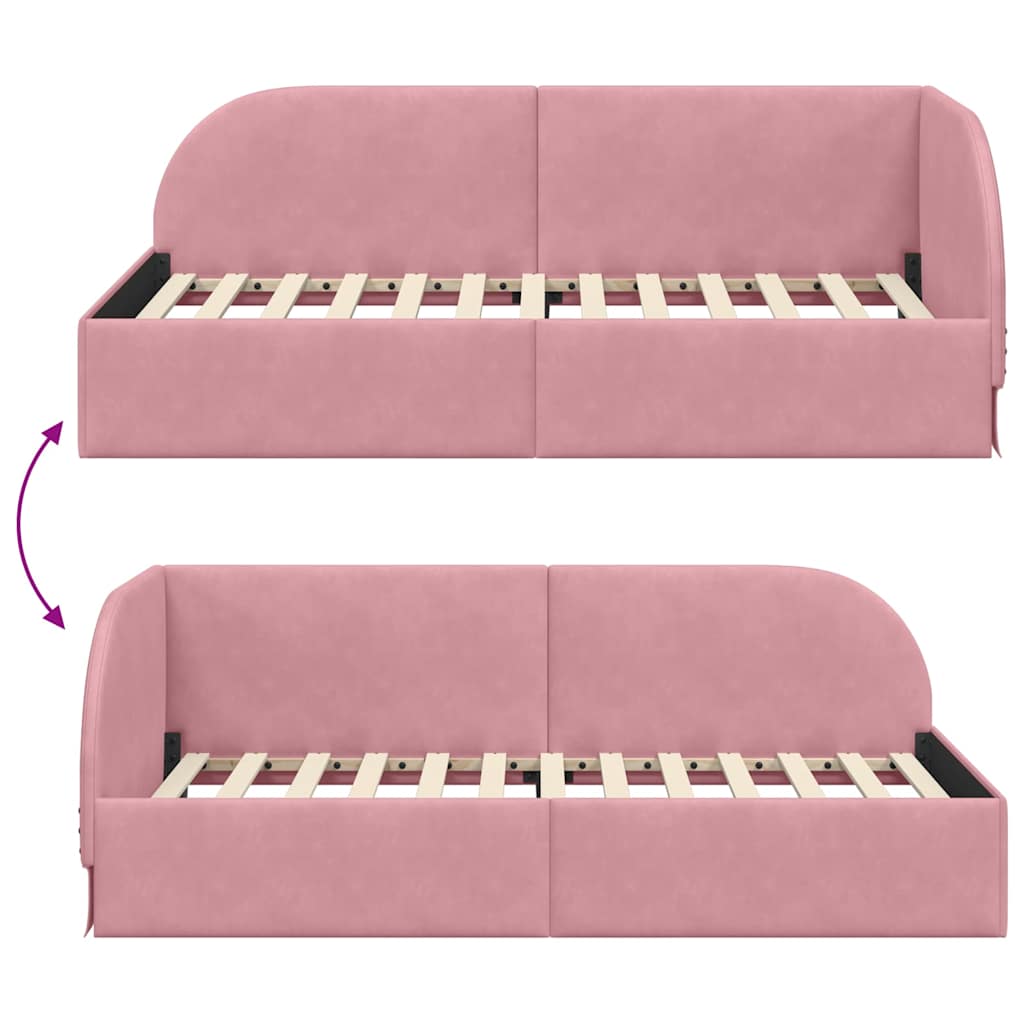 Cornice del letto ad angolo Rosa 90 cm x 190 cm Velluto 42016639