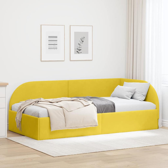 Cornice del letto ad angolo Giallo 90 cm x 190 cm Velluto