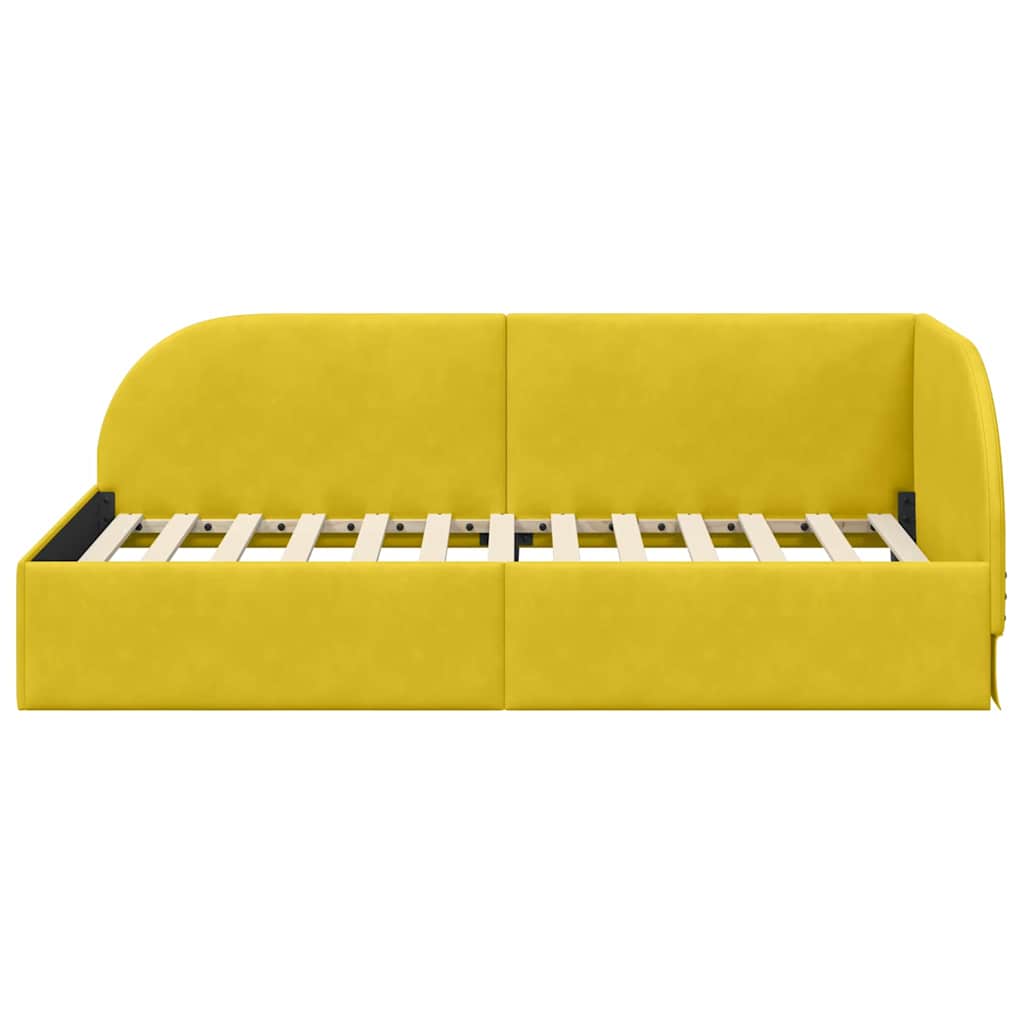 Cornice del letto ad angolo Giallo 90 cm x 190 cm Velluto