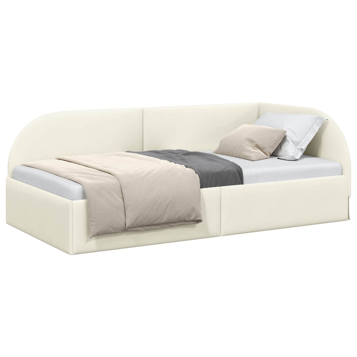 Cornice del letto ad angolo Crema 90 cm x 190 cm Velluto 42016643