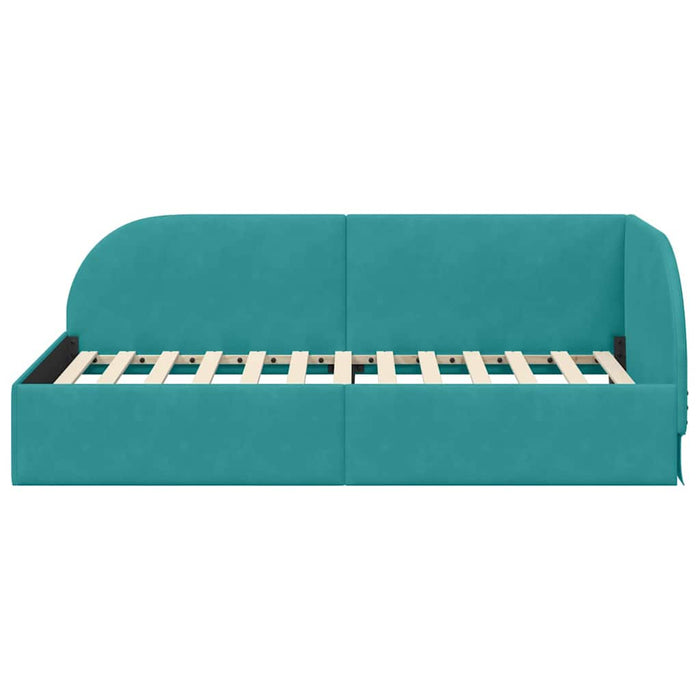 Cornice del letto ad angolo Turchese 90 cm x 190 cm Velluto