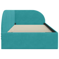 Cornice del letto ad angolo Turchese 90 cm x 190 cm Velluto