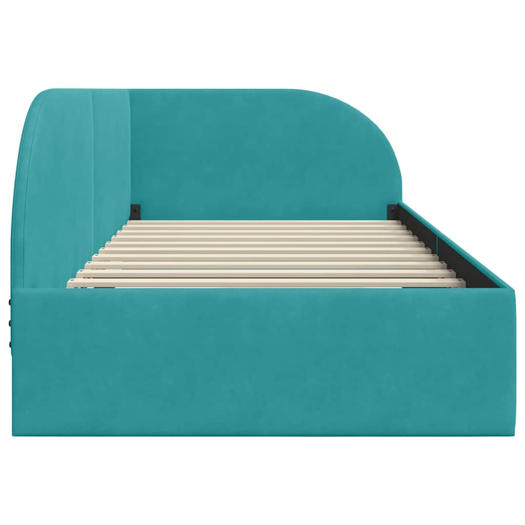 Cornice del letto ad angolo Turchese 90 cm x 200 cm Velluto