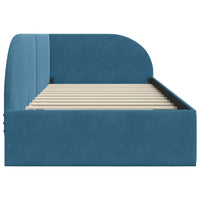 Cornice del letto ad angolo Blu 100 cm x 200 cm Velluto