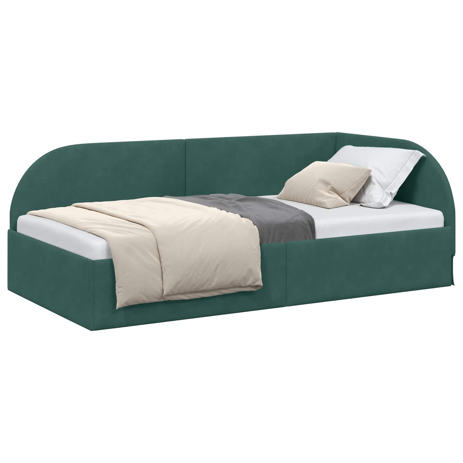 Cornice del letto ad angolo Verde Scuro 100 cm x 200 cm Velluto